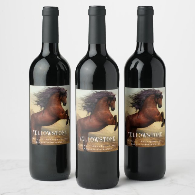 Mockup Wild Horse Western Custom Wine Labels (Bottles)