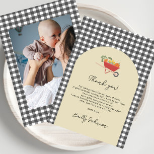 MoCountry Rustic Grey Gingham Baby Shower Thank You Card