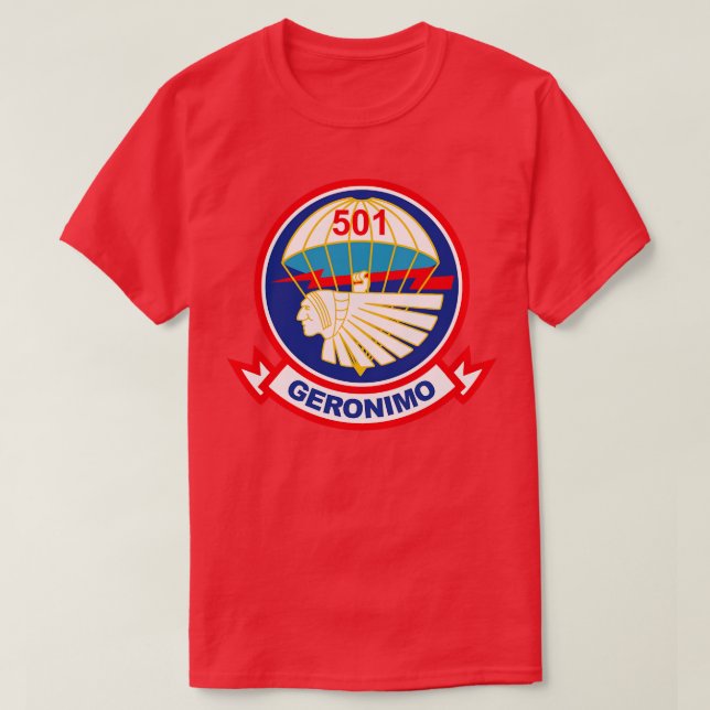Mod1 Geronimo 501st Parachute Infantry T-Shirt (Design Front)