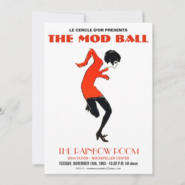 Mod 1960s Dance Party Vintage Invitation (Front)