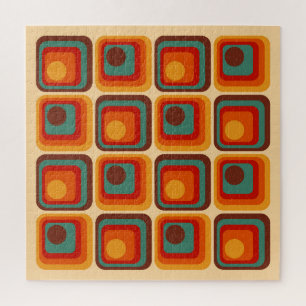 Mod 1970s Retro Geometric Design Jigsaw Puzzle