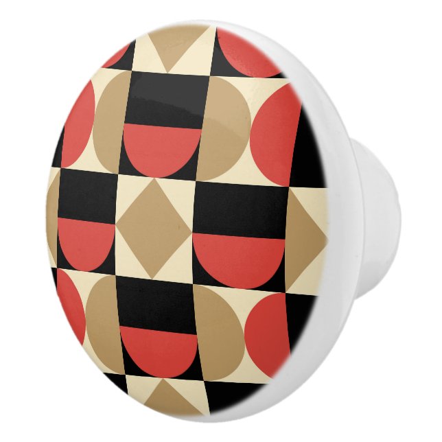 Mod 1970s Retro Style Geometric Design Ceramic Knob (Right)