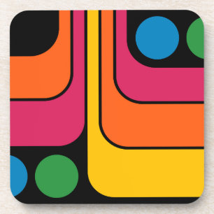 Mod 1970s Retro Style Geometric Design Coaster