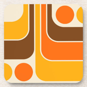 Mod 1970s Retro Style Geometric Design Coaster