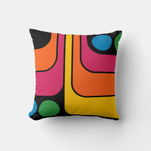 Mod 1970s Retro Style Geometric Design Cushion
