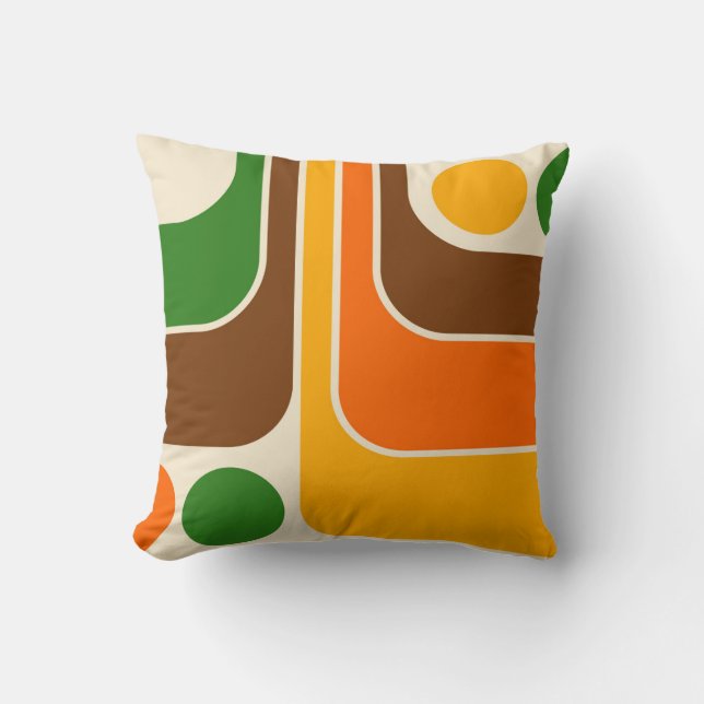 Mod 1970s Retro Style Geometric Design Cushion (Front)