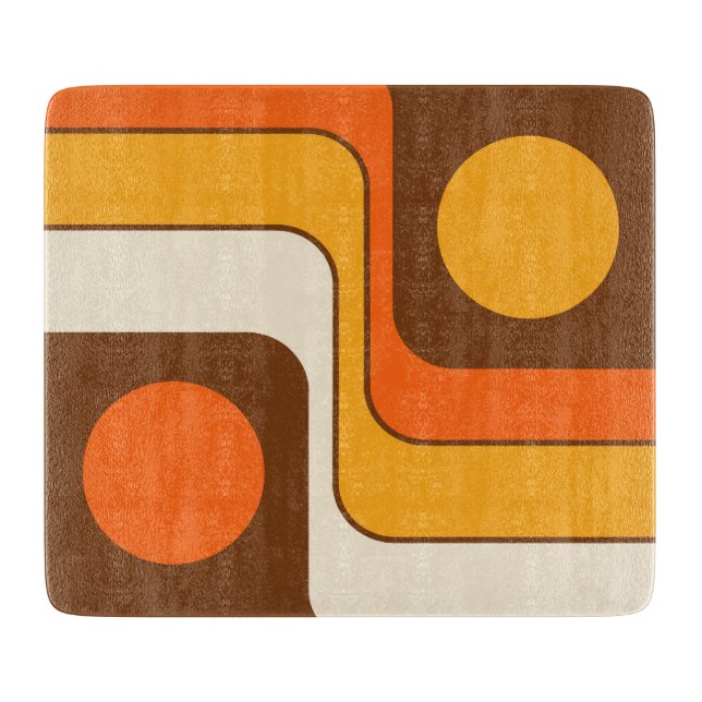 Mod 1970s Retro Style Geometric Design Cutting Board (Front)