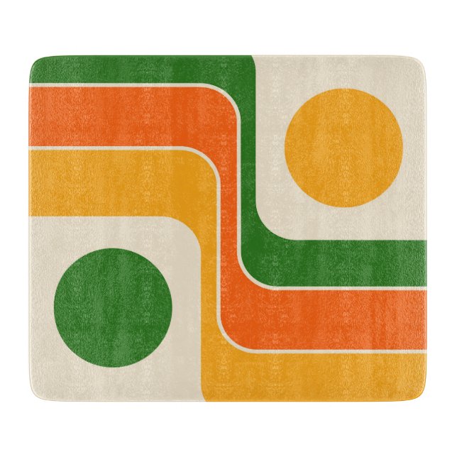 Mod 1970s Retro Style Geometric Design Cutting Board (Front)