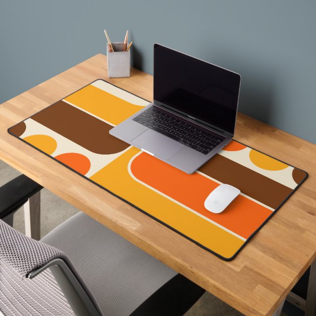Mod 1970s Retro Style Geometric Design Desk Mat (Office 2)