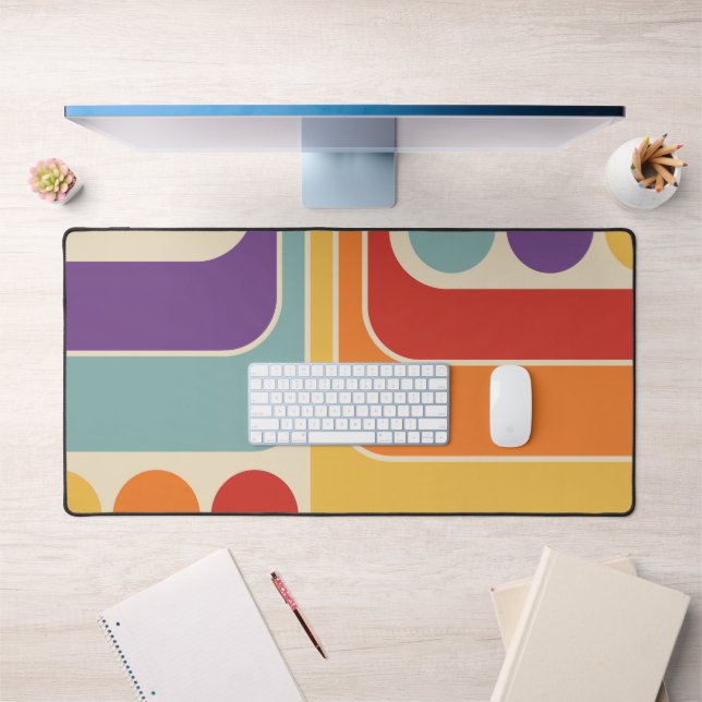 Mod 1970s Retro Style Geometric Design Desk Mat (Office 1)