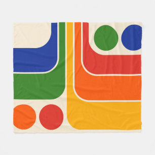 Mod 1970s Retro Style Geometric Design Fleece Blanket