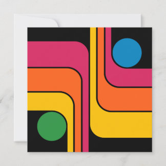 Mod 1970s Retro Style Geometric Design Invitation
