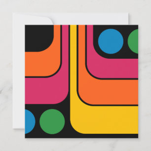Mod 1970s Retro Style Geometric Design Invitation