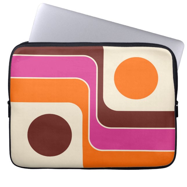 Mod 1970s Retro Style Geometric Design Laptop Sleeve (Front)