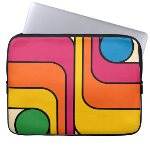 Mod 1970s Retro Style Geometric Design Laptop Sleeve