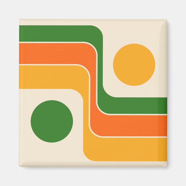 Mod 1970s Retro Style Geometric Design Magnet (Front)