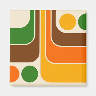 Mod 1970s Retro Style Geometric Design Magnet