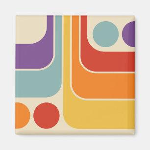Mod 1970s Retro Style Geometric Design Magnet