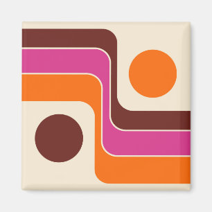 Mod 1970s Retro Style Geometric Design Magnet