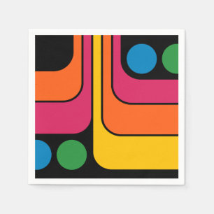 Mod 1970s Retro Style Geometric Design Napkin