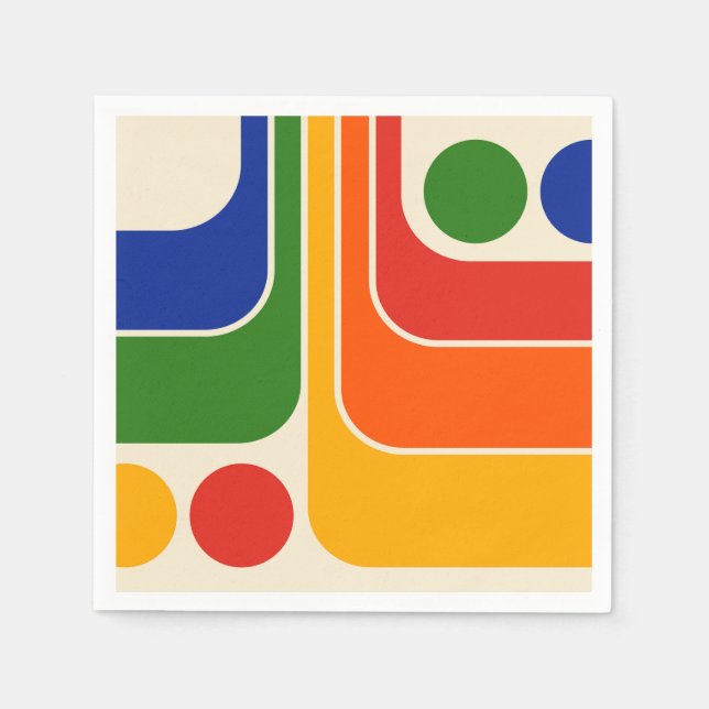 Mod 1970s Retro Style Geometric Design Napkin (Front)