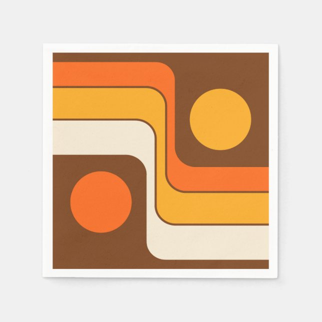 Mod 1970s Retro Style Geometric Design Napkin (Front)