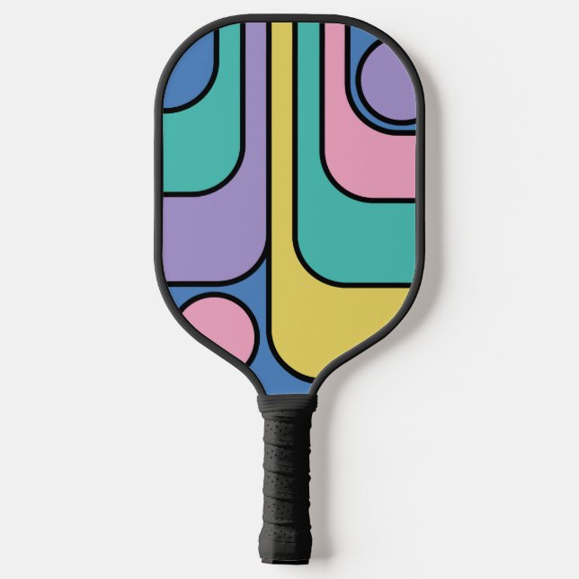 Mod 1970s Retro Style Geometric Design Pickleball Paddle (Back)