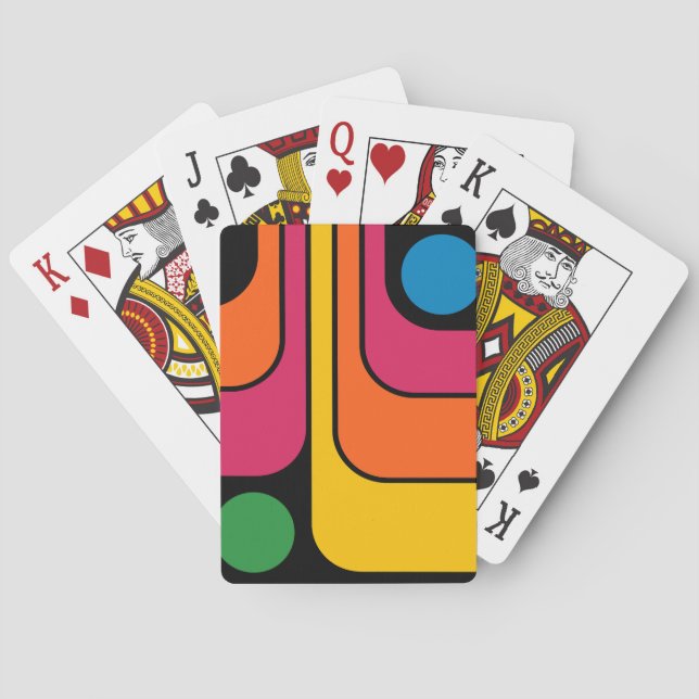 Mod 1970s Retro Style Geometric Design Playing Cards (Back)