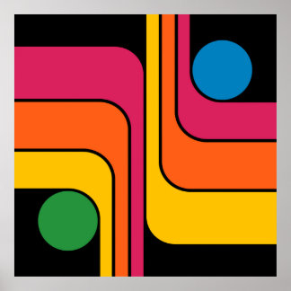 Mod 1970s Retro Style Geometric Design Poster