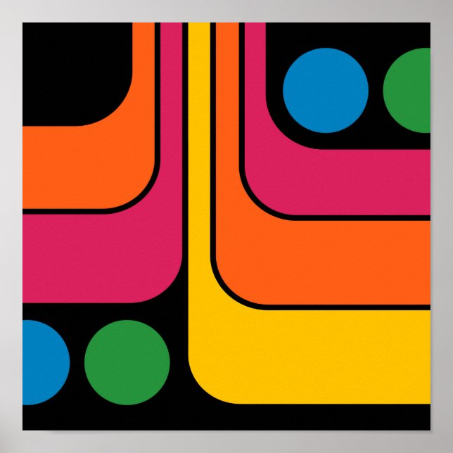 Mod 1970s Retro Style Geometric Design Poster (Front)