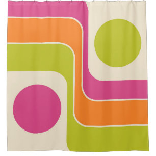 Mod 1970s Retro Style Geometric Design Shower Curtain