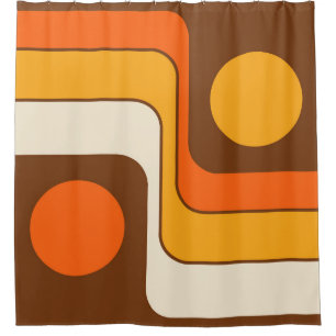 Mod 1970s Retro Style Geometric Design Shower Curtain