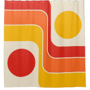 Mod 1970s Retro Style Geometric Design Shower Curtain