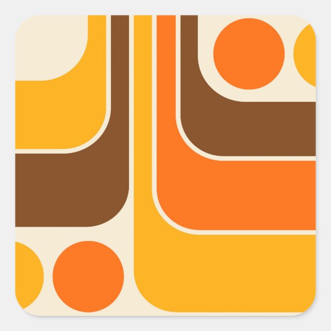 Mod 1970s Retro Style Geometric Design Square Sticker (Front)
