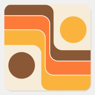 Mod 1970s Retro Style Geometric Design Square Sticker