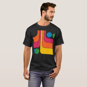 Mod 1970s Retro Style Geometric Design T-Shirt