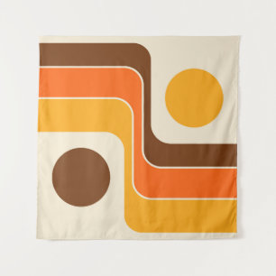 Mod 1970s Retro Style Geometric Design Tapestry