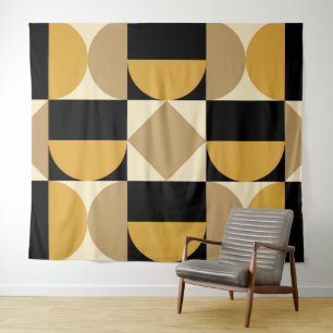 Mod 1970s Retro Style Geometric Design Tapestry