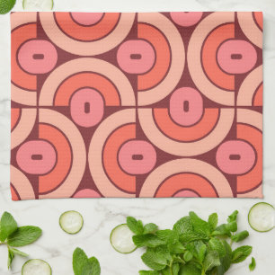 Mod 1970s Retro Style Geometric Design Tea Towel