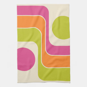 Mod 1970s Retro Style Geometric Design Tea Towel