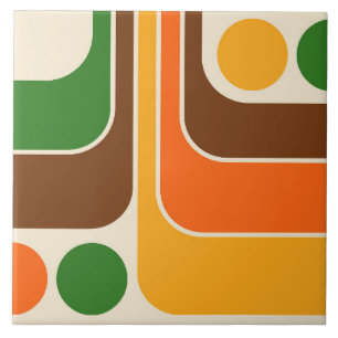 Mod 1970s Retro Style Geometric Design Tile