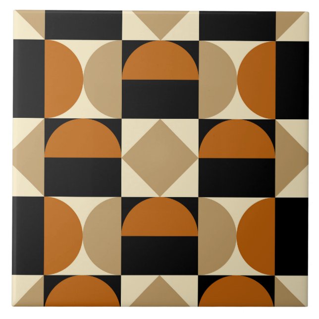 Mod 1970s Retro Style Geometric Design Tile (Front)