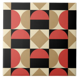 Mod 1970s Retro Style Geometric Design Tile