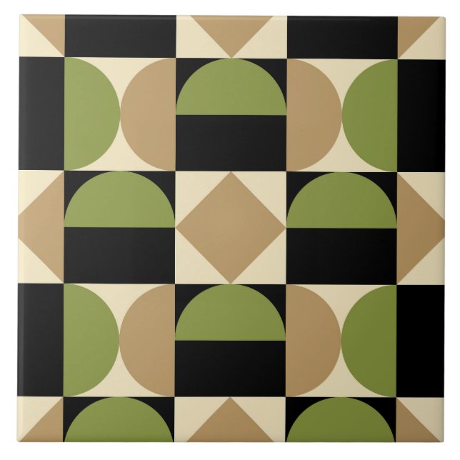 Mod 1970s Retro Style Geometric Design Tile (Front)