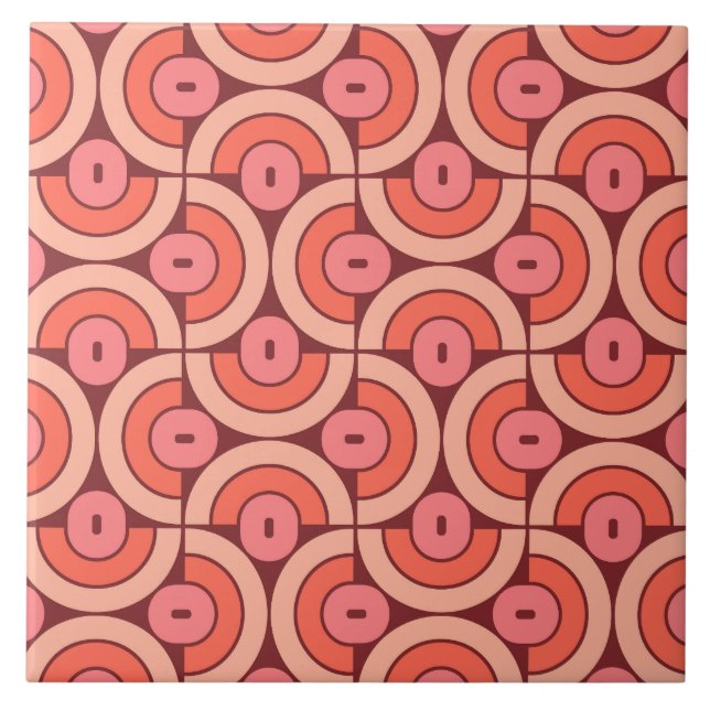 Mod 1970s Retro Style Geometric Design Tile (Front)