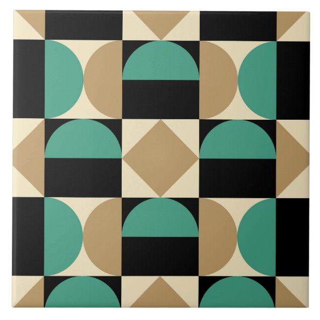 Mod 1970s Retro Style Geometric Design Tile (Front)