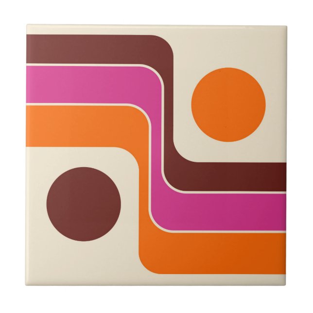 Mod 1970s Retro Style Geometric Design Tile (Front)