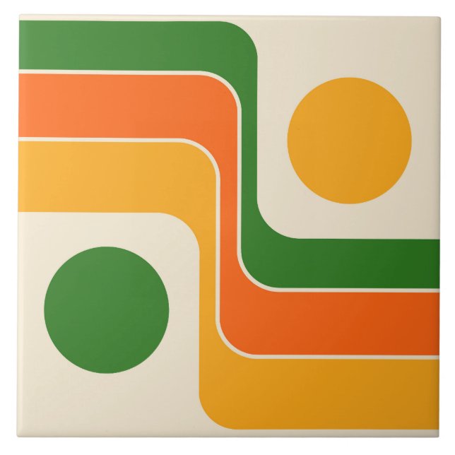 Mod 1970s Retro Style Geometric Design Tile (Front)