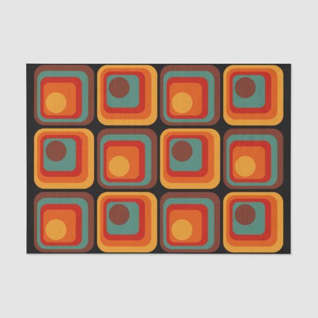 Mod 1970s Retro Style Geometric Design Tissue Paper (Front)