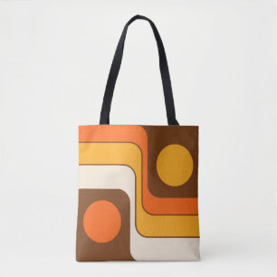 Mod 1970s Retro Style Geometric Design Tote Bag